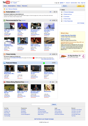 Youtube web page 