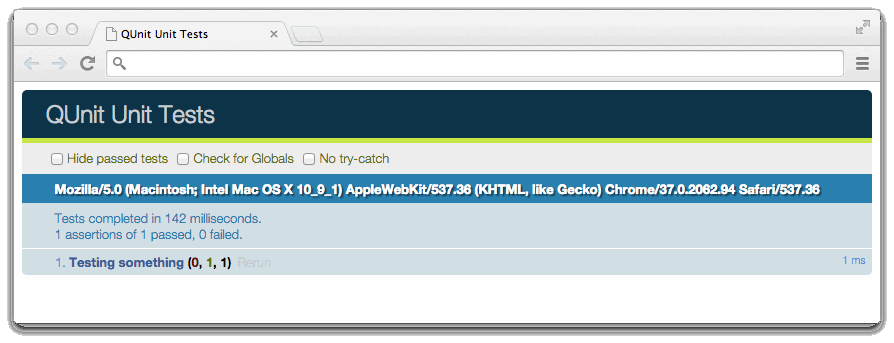 QUnit tests results page