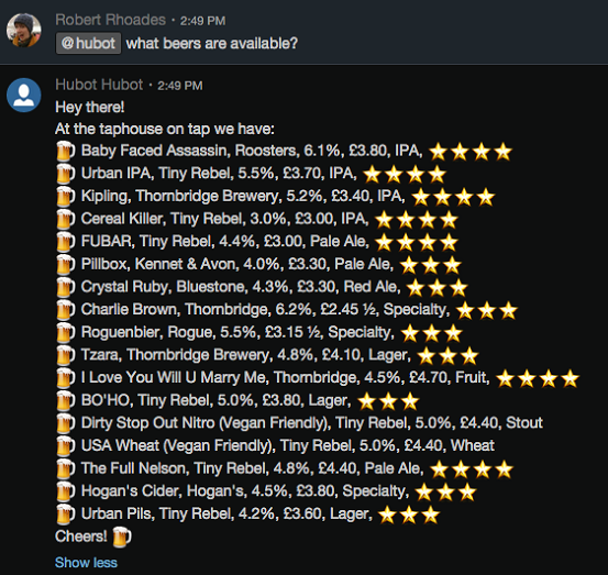 Hubot beer information