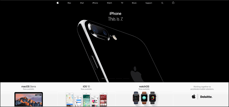 Apple homepage