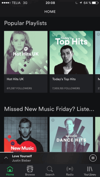 Spotify on mobile 