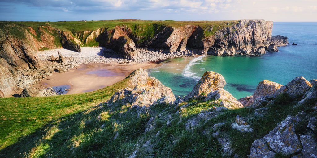 Welsh landscape showing bay and beach