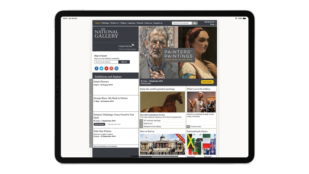 Screenshot of The National Gallery website