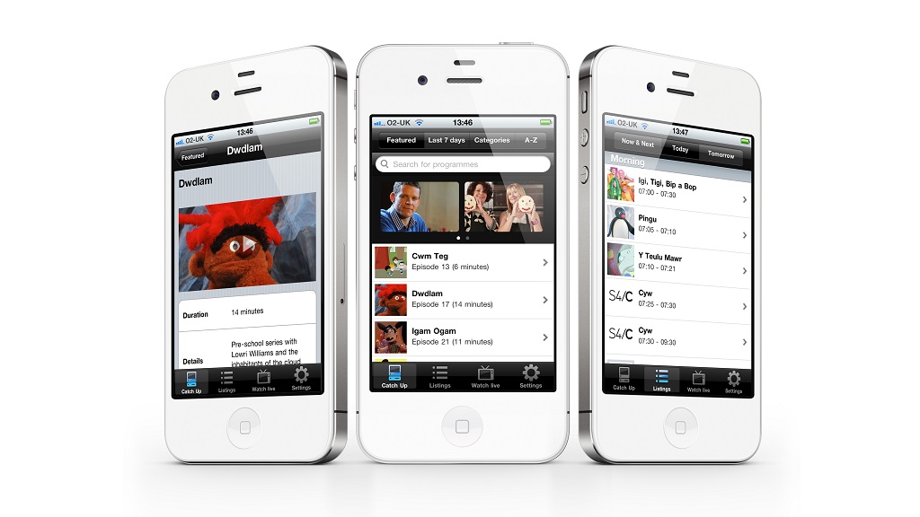 Screenshots of mobile view of S4C app