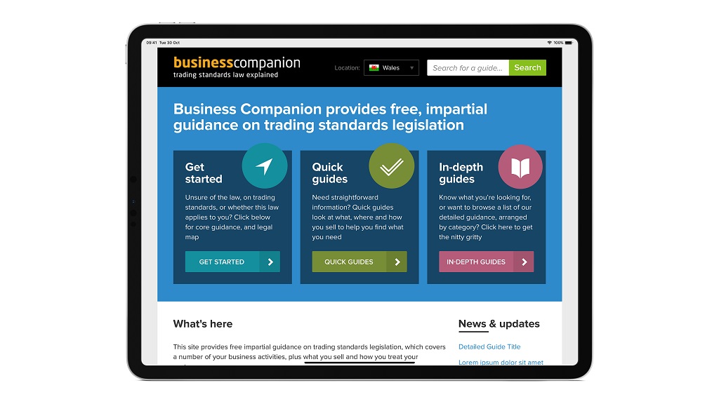 view of business companion site