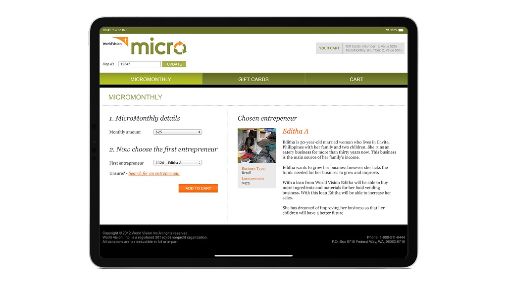 screen view of Micro World Vision