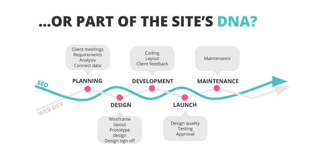 Diagram showing how SEO interacts with the web development process