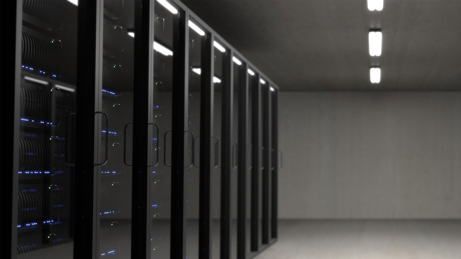 Computer servers in a bare room