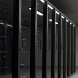 Computer servers in a bare room