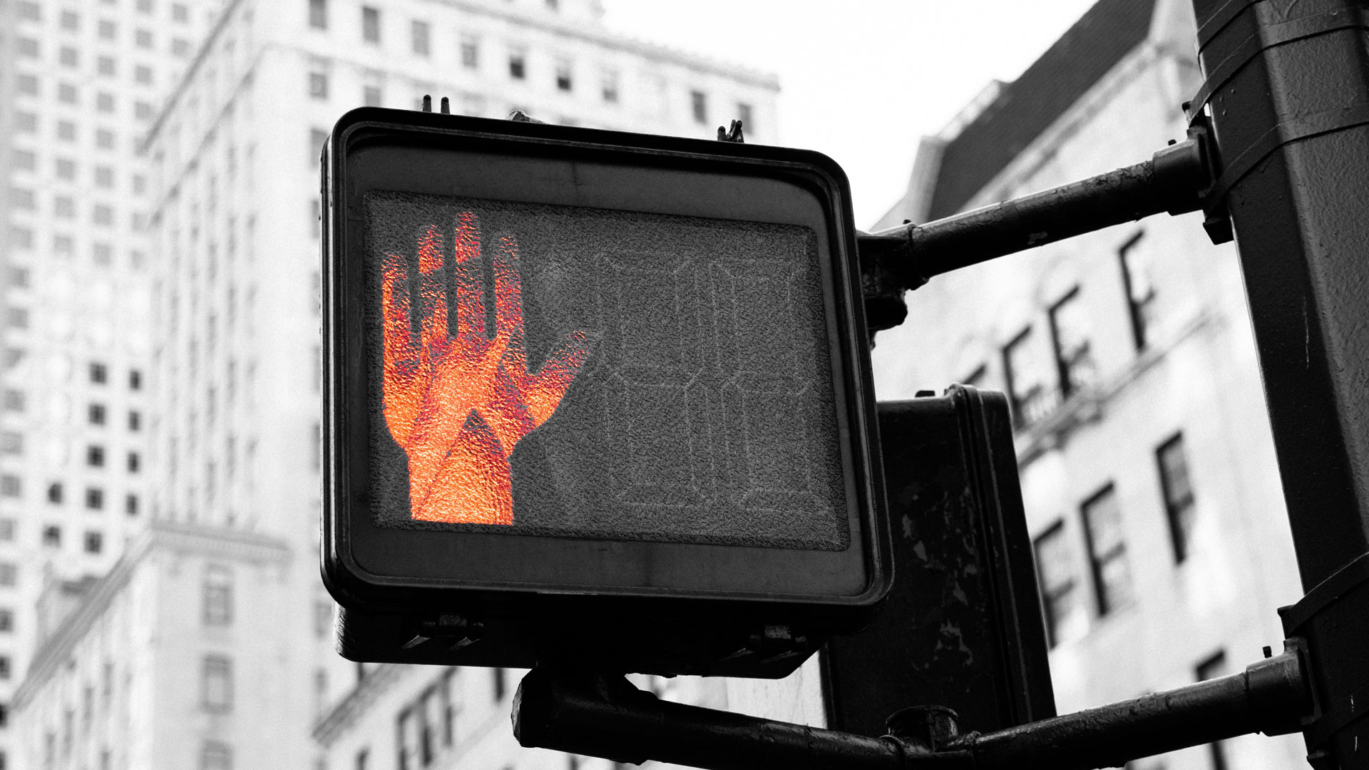 Traffic light showing red stop sign