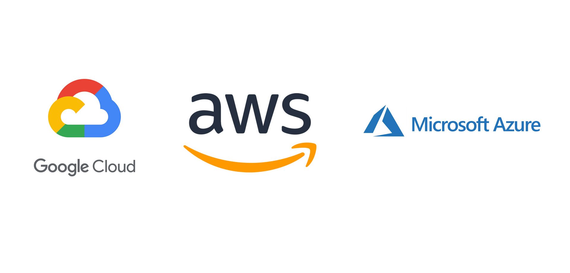 Google Cloud, AWS and Microsoft Azure logos